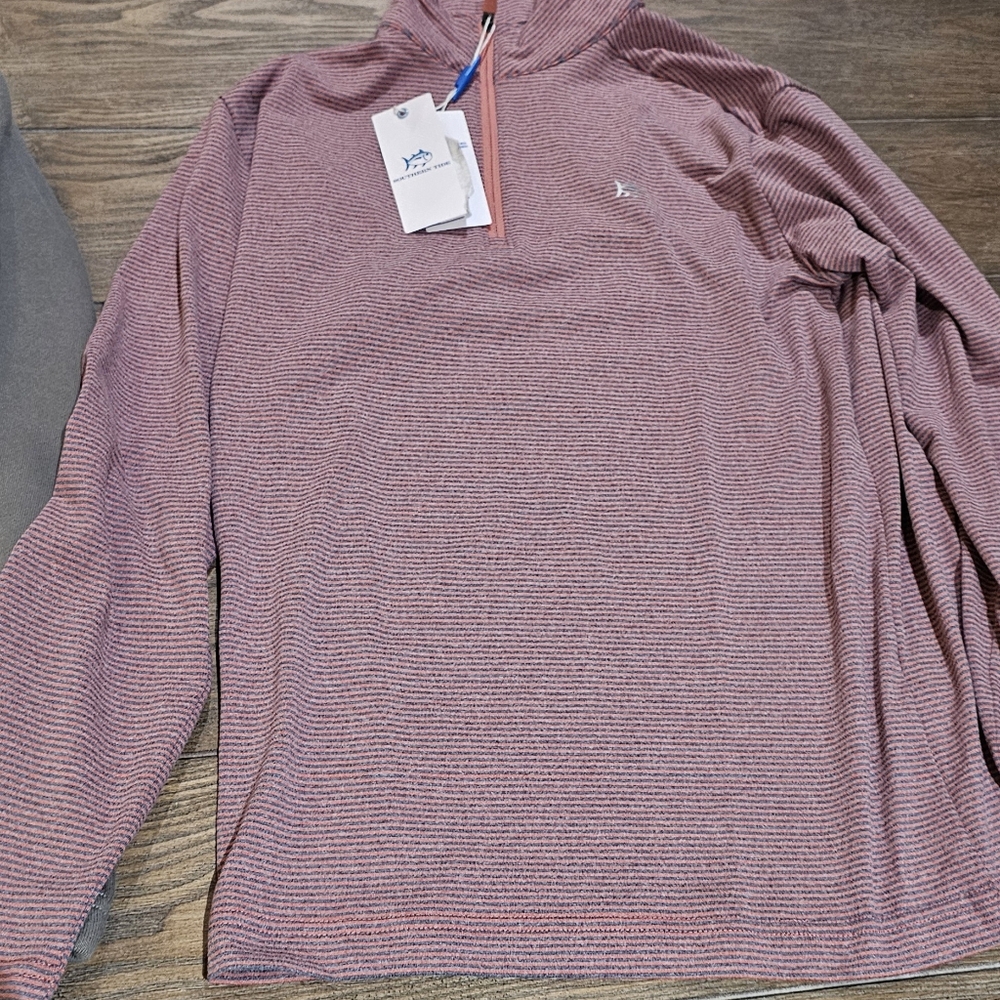 New southern tide Youth Cruiser Heather Micro-Stripe Quarter Zip